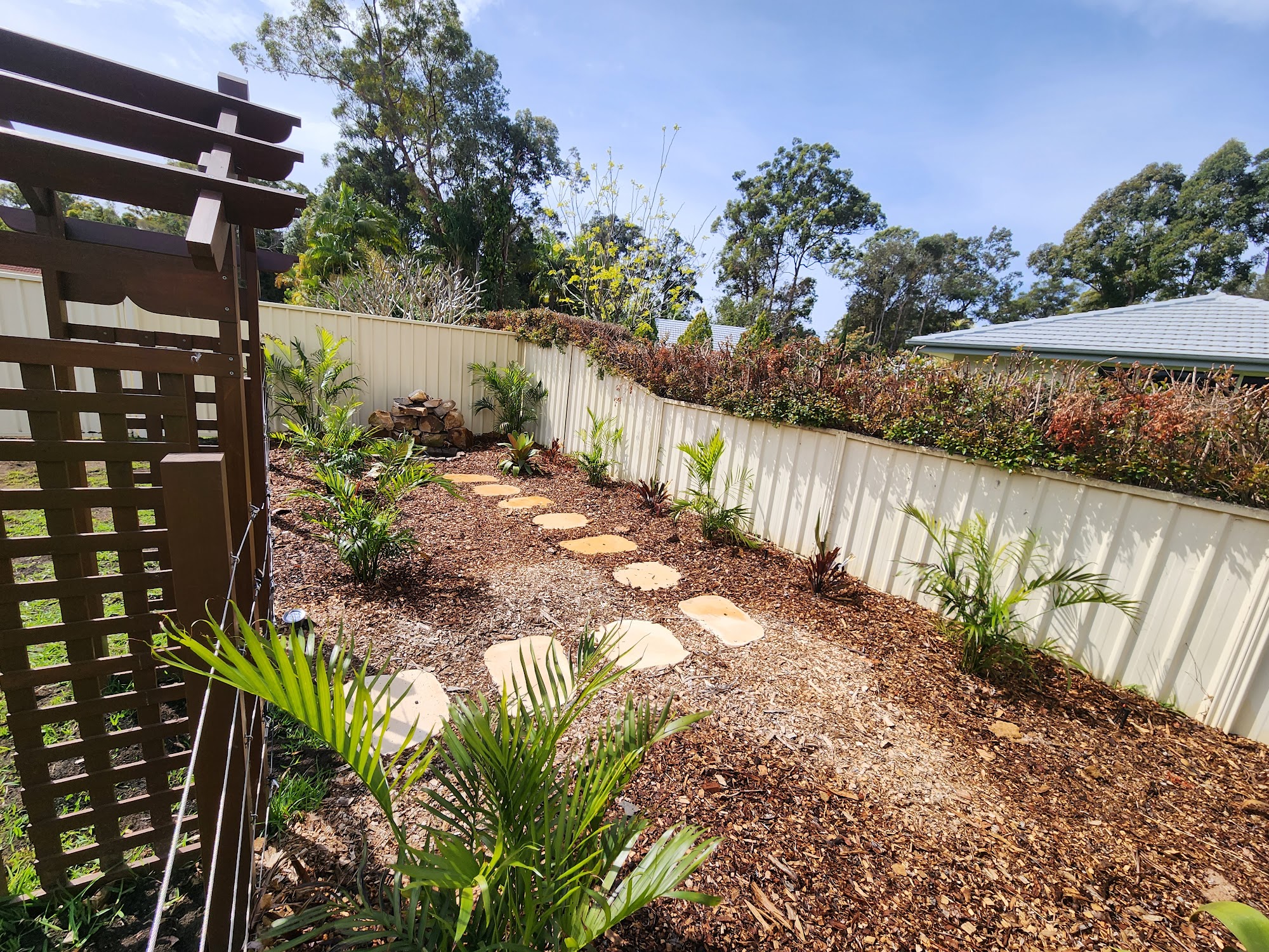 Manicured coastal garden